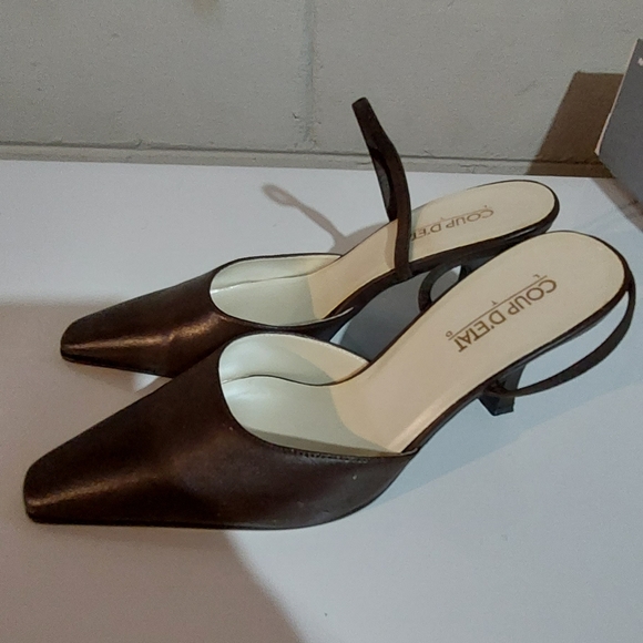 Coup E'TAT LTD 1.5 inch heel slingback elstasicized,Manmade,Color:Brown,9.5 Wide - Picture 3 of 10